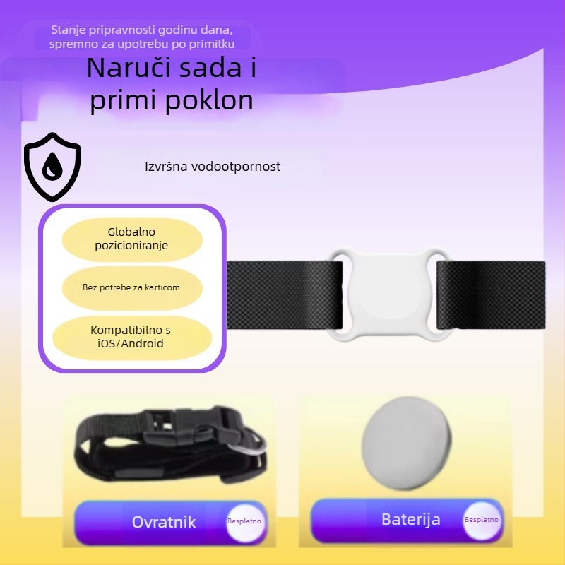 Ovratnik za traženje kućnih ljubimaca s GPS – kompaktan, ABS materijal, baterija tipa gumba, globalno praćenje, 10 g, porijeklo Shenzhen