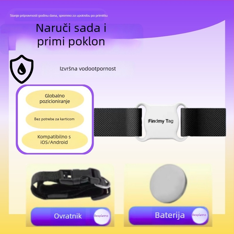 Ovratnik za traženje kućnih ljubimaca s GPS – kompaktan, ABS materijal, baterija tipa gumba, globalno praćenje, 10 g, porijeklo Shenzhen