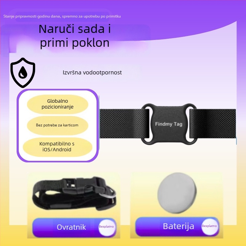 Ovratnik za traženje kućnih ljubimaca s GPS – kompaktan, ABS materijal, baterija tipa gumba, globalno praćenje, 10 g, porijeklo Shenzhen