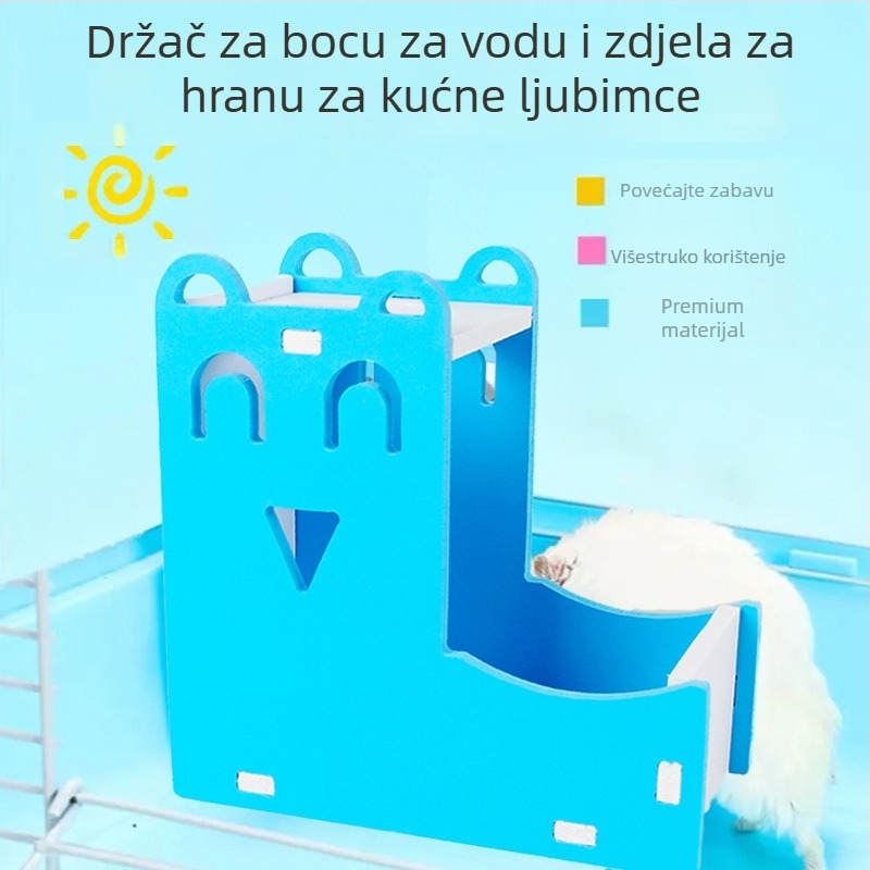 Plastični set za hrčka: hranilica i posuda za vodu uz pladanj, spavaće gnijezdo i skrovište – tri u jednom. Happy Parrot. Za hrčka. Četiri godišnja doba.