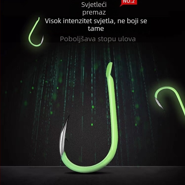 Svetleći cijev hvataljka s prstenom, za morski ribolov, brojevi udica 1–14, 10000 komada