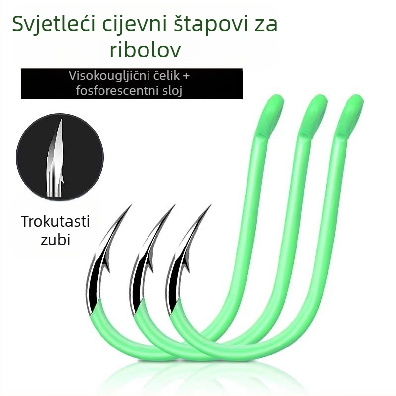 Svetleći cijev hvataljka s prstenom, za morski ribolov, brojevi udica 1–14, 10000 komada