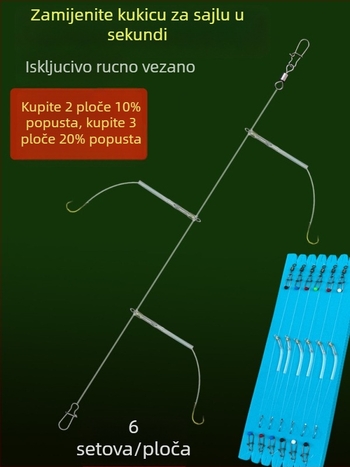 Bojiang String Hook Rig – Anti-Tangle, Barbed, za Crucian Carp