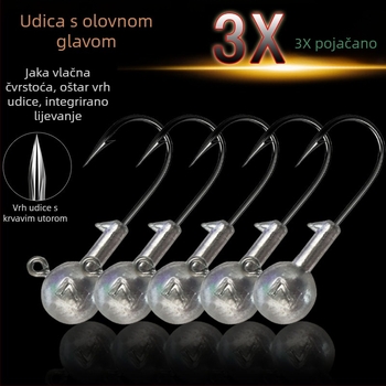 Kuka s olovnom glavom za meku mamac od crijeva, Broj 1, bodljikav, pakiranje 20, ribolov u rijeci