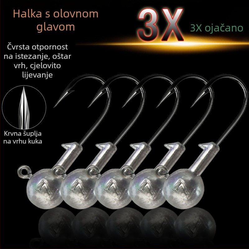Kuka s olovnom glavom za meku mamac od crijeva, Broj 1, bodljikav, pakiranje 20, ribolov u rijeci
