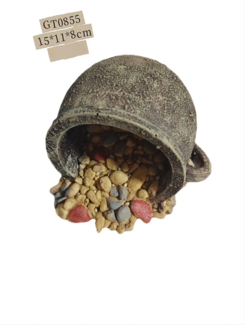 Dekorativni predmet za akvarij od smole - Mahovasti mikro-krajobraz s kamnitim skloništem, za ribe i škampe; stvara atmosferu i poboljšava prostornu percepciju