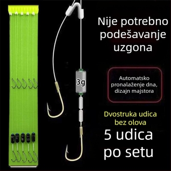 Set kuki s olovnom glavom i dvostrukim bodljama, zlatni premaz Ise-Ni, automatsko otkrivanje dna, za divlji ribolov, veličina 2.5