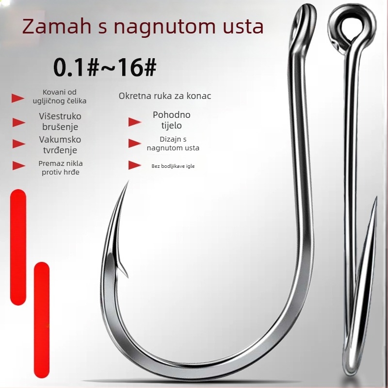 Udič s bodljom za riječnu ribolov, veličine 18#–3/0#, paket 10000 komada