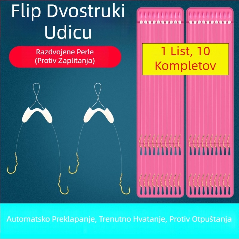 Kuka za ribolov s unaprijed vezanim vodilom i dvostrukom udicom, bodljikava, protiv zapetljavanja, za jezero