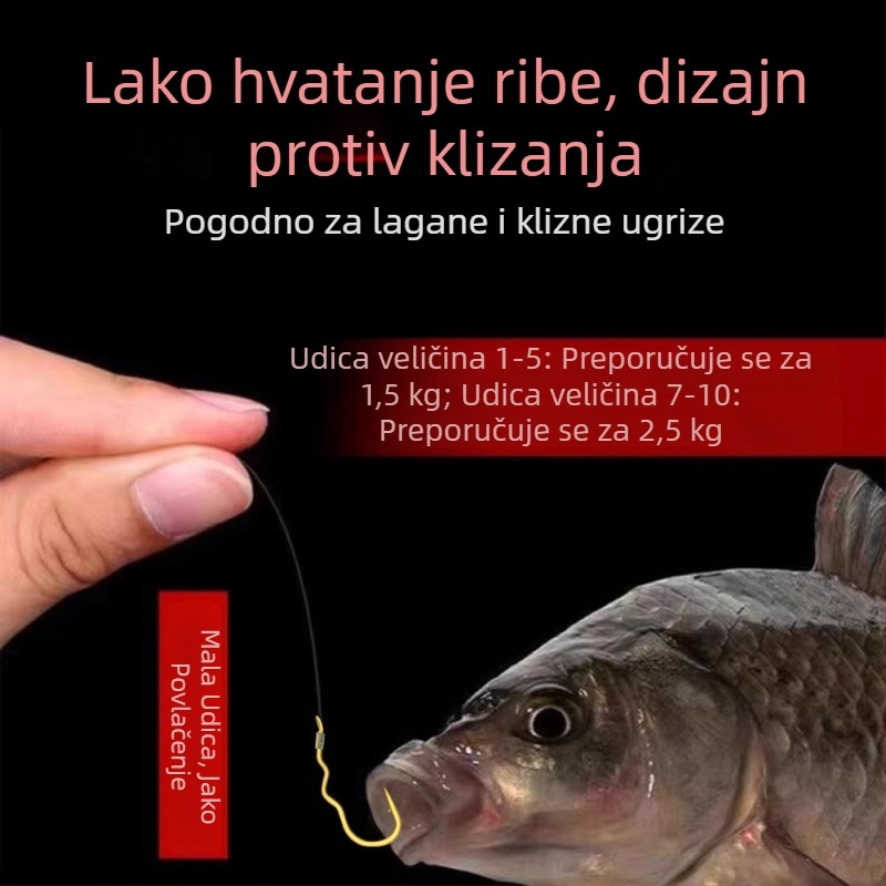 Kuka za ribolov s unaprijed vezanim vodilom i dvostrukom udicom, bodljikava, protiv zapetljavanja, za jezero