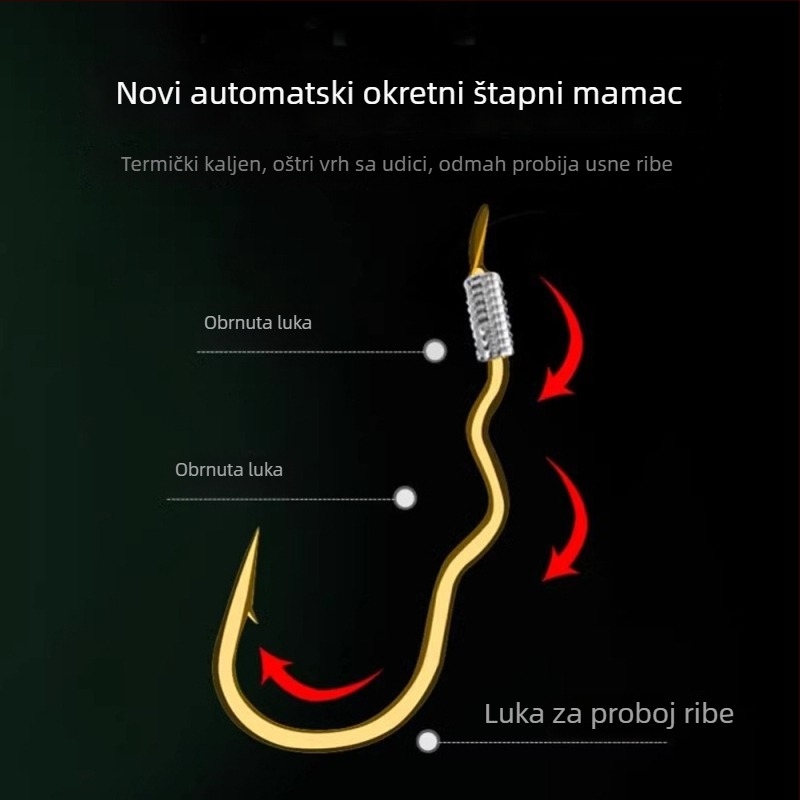 Kuka za ribolov s unaprijed vezanim vodilom i dvostrukom udicom, bodljikava, protiv zapetljavanja, za jezero