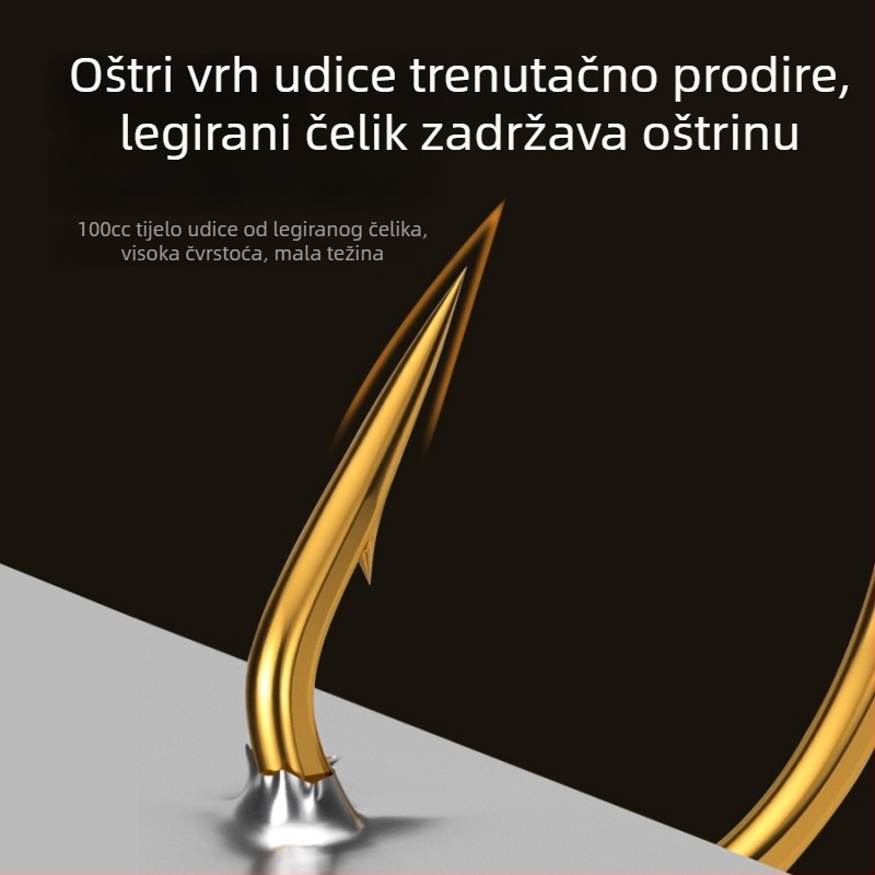 Ručna montaža s dvostrukim kukama i zlatnim navlakom za slatkovodni ribolov