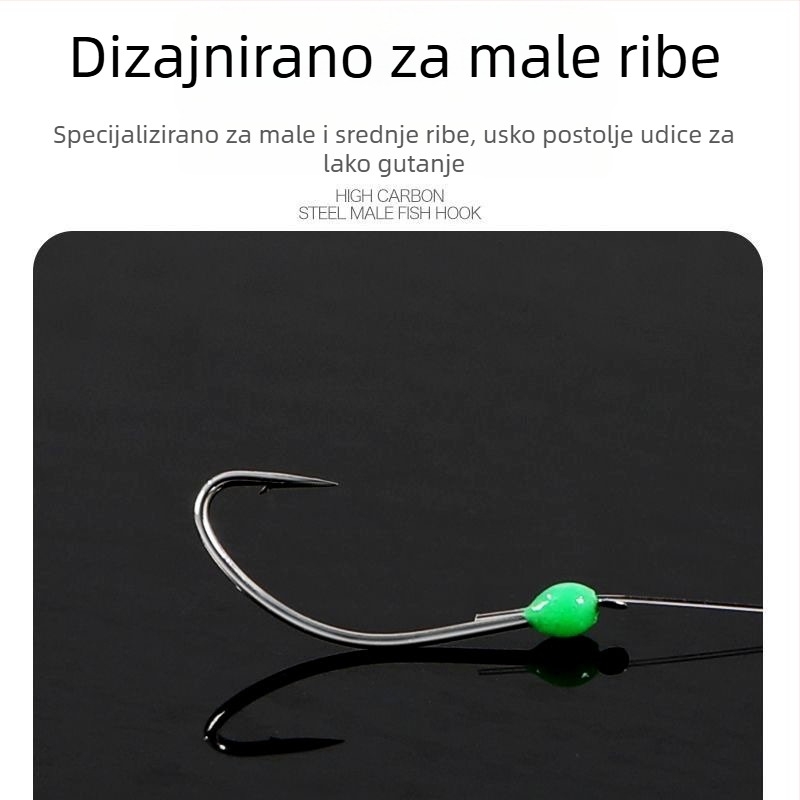 Leđni ledni rig s bodljikavim udicama za crucian carp, white bream i druge ribe, Akita Fox udice, svjetleće udice