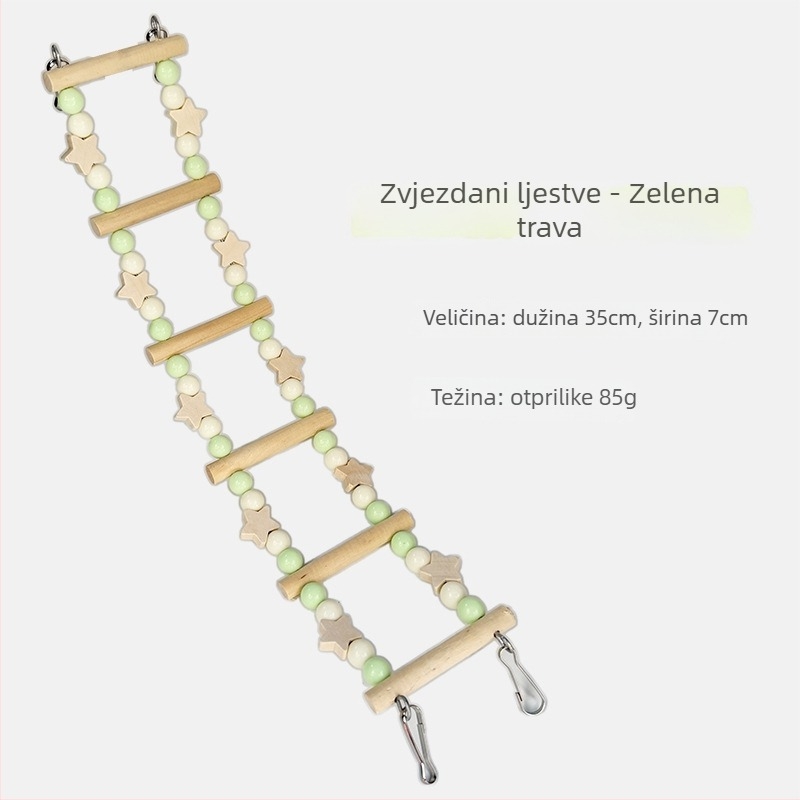 Drvena igračka za papige: penjačka ljestvica sa ljuljačkom i stalkom, set s užetnom ljestvom