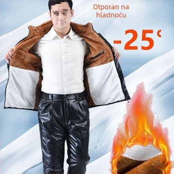 Muški kožni jaknu i kožne hlače, zimski set, s vunenom podstavom od ovčje vune, vodootporno i otporno na ulja, stil 2025