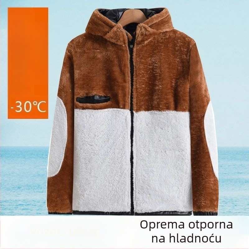 Muški kožni jaknu i kožne hlače, zimski set, s vunenom podstavom od ovčje vune, vodootporno i otporno na ulja, stil 2025