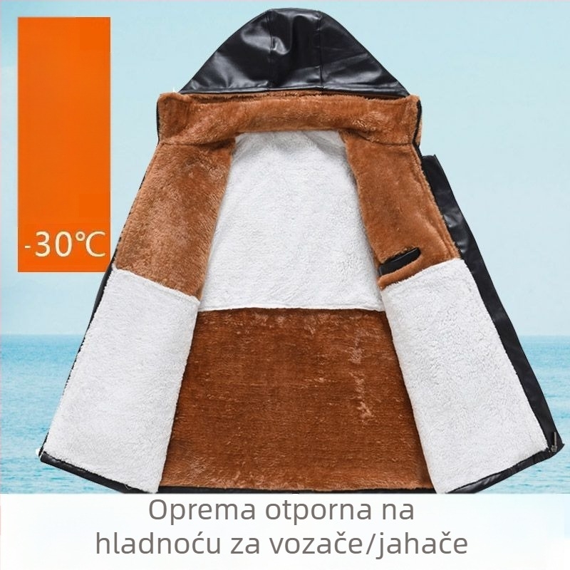 Muški kožni jaknu i kožne hlače, zimski set, s vunenom podstavom od ovčje vune, vodootporno i otporno na ulja, stil 2025