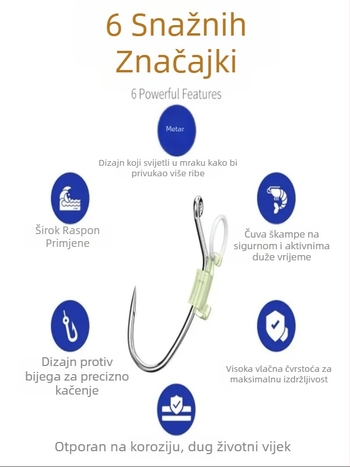 Svetleći udica za žive škampiće, za plutajuće komplekte, s oprugom na stražnjoj udici