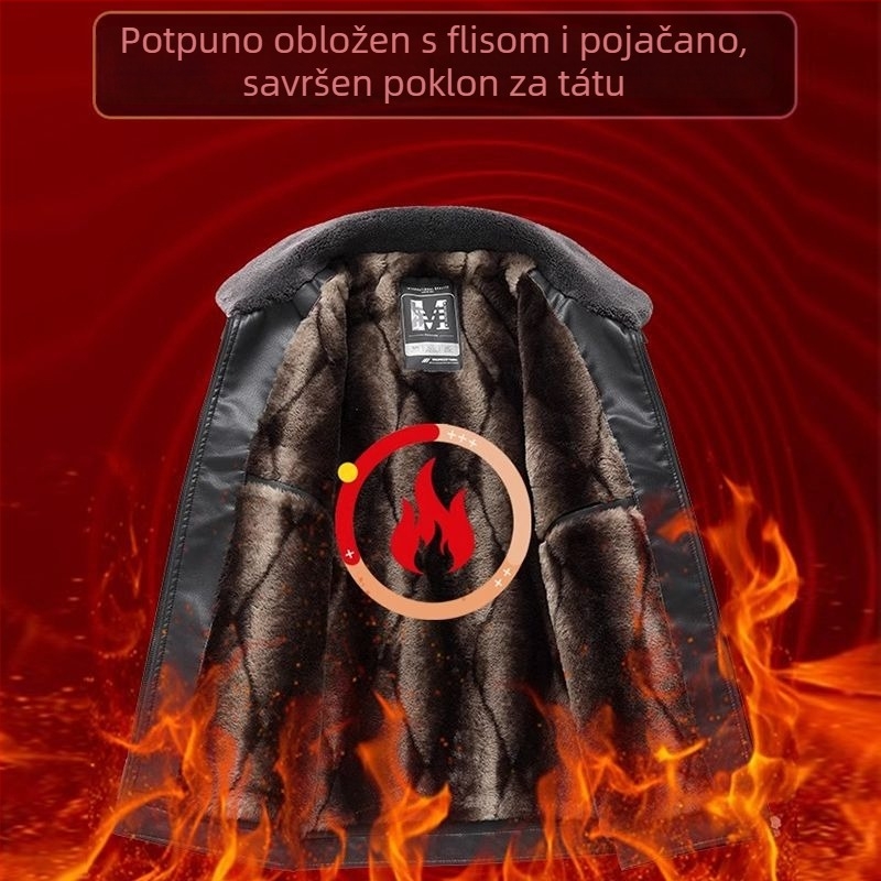 Muška kožna jakna, prava koža, ovčja koža, zip zatvarač, svakodnevni stil