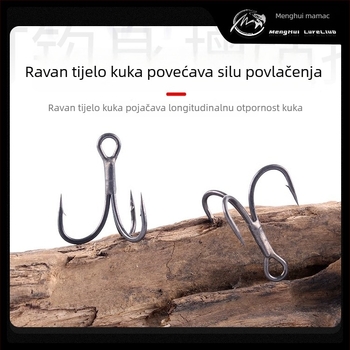 Ribički udica s tri kuka, oštra špička, trostruko ojačanje, visoko ugljični čelik, izuzetno glatka prevlaka