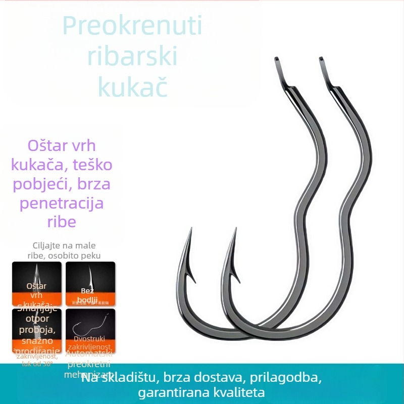 Automatska preokretna udica za ribolov — udica s tri zavoj, od ugljičnog čelika, s bodljom, pakiranje 20 000 kom