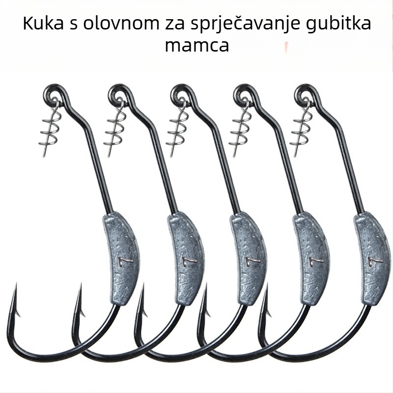 Kuka za ribolov s olovnom glavom – crank tip, 500 komada, marka Chuangxin, s bodljom