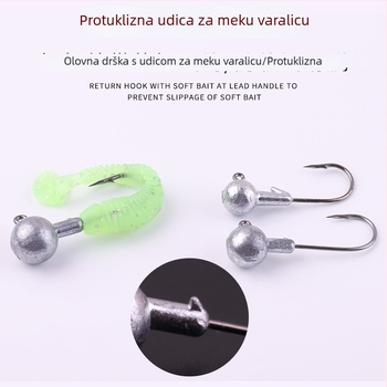 Kuka s olovnom glavom za varalice — tip varalice, materijal: olovo, težina 1–14 g, s bodljama