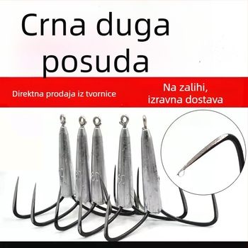 Sidrena kuka za ribolov s tri kandže, ručno polirana ugljična čeli, olovni privjesak