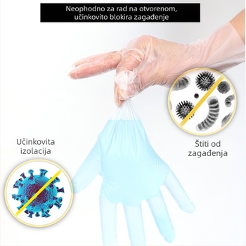 Jednokratne rukavice PVC/TPE/Nitril, prozirne, vodootporne, debljina <0,05 mm, pakiranje 100 kom., mogućnost prilagođavanja otiska