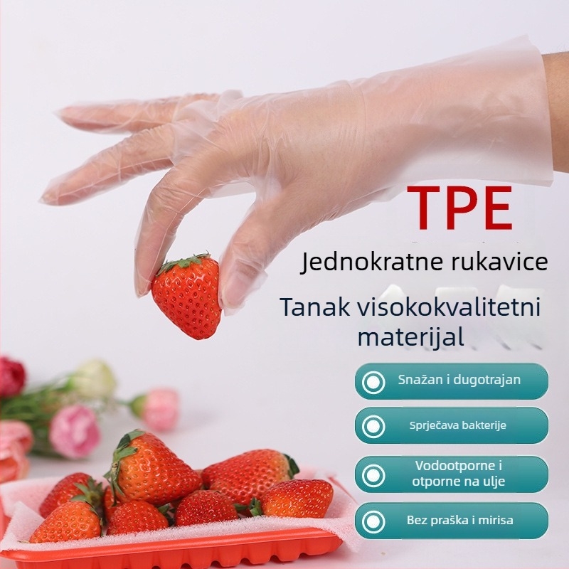 Jednokratne rukavice PVC/TPE/Nitril, prozirne, vodootporne, debljina <0,05 mm, pakiranje 100 kom., mogućnost prilagođavanja otiska