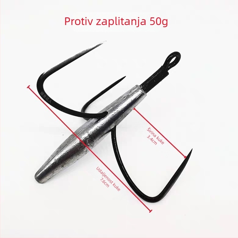 Kuka s olovnom glavom, trozubna konstrukcija, zaštita od zaplitanja na dnu, trokutasti oblik oštrice