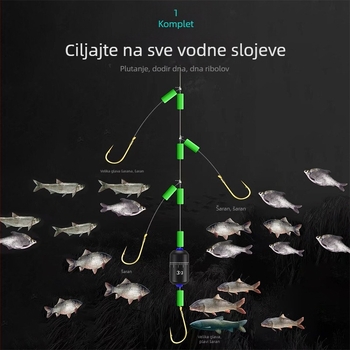 Kawasagiri montaža za ribolov s četiri udice, protiv zaplitanja