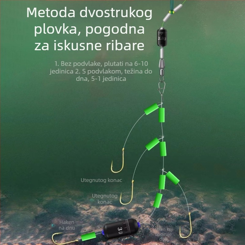 Kawasagiri montaža za ribolov s četiri udice, protiv zaplitanja