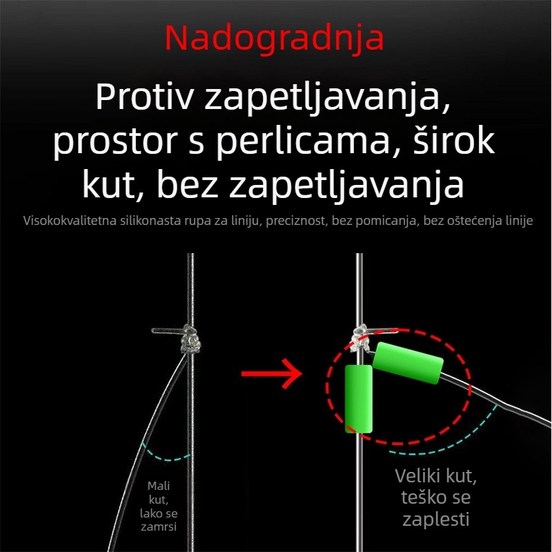 Kawasagiri montaža za ribolov s četiri udice, protiv zaplitanja