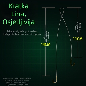 Set dviju udica s predvezom kratkim vodilom; 10 komada u kutiji; pogodno za rijeke, jezera, akumulacije i potoke; brojevi udica: 1–7