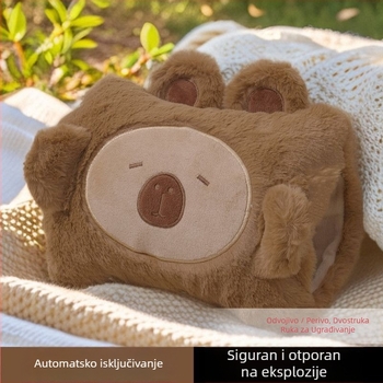 Punjava boca za vruću vodu, otporna na eksplozije, s plišanim pokrovom za grijanje ruku i trbuha, od flanel materijala