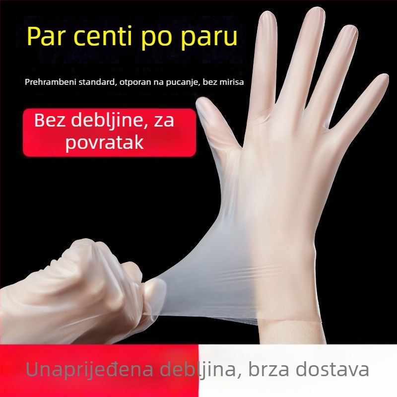 Jednokratne rukavice od PVC-a, prehrambena kvaliteta, prozirne, uobičajene debljine, pogodne za catering i pečenje