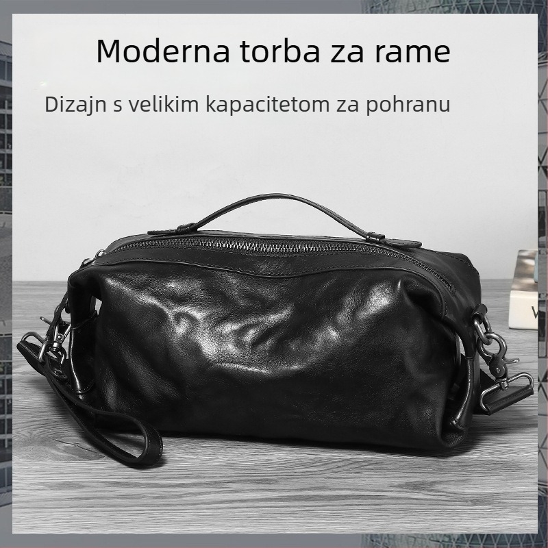 Muška crossbody torba od prave kože, ulični stil, prozračna i vodootporna