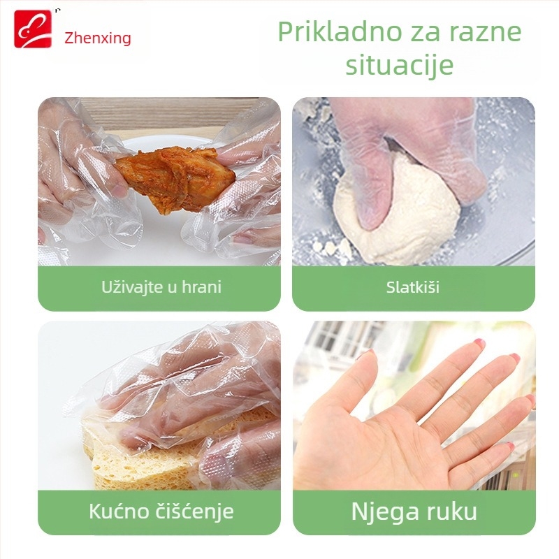 Jednokratne plastične rukavice, prehrambena kvaliteta, protuklizne, prozirne, za kuhinju i rukovanje hranom