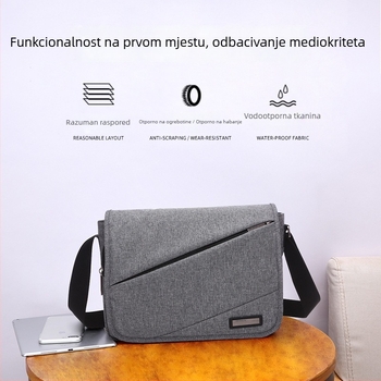 Muška platnena crossbody torba, urbanističkog minimalističkog stila, vodootporna i prozračna, velikog kapaciteta (Canvas; urbanistički minimalistički stil; vodootporna; prozračna; velikog kapaciteta)