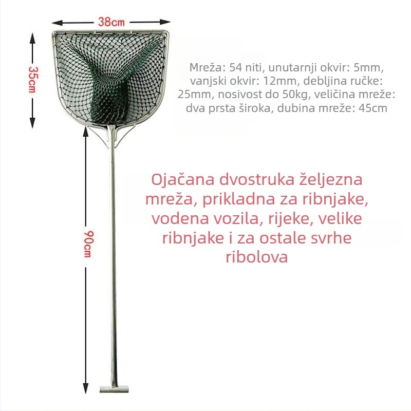 Željezna drška i mreža za ribolov s plosnatim glavom za akvakulturu – Marka: Fishing Tackle – Oprema za akvarij
