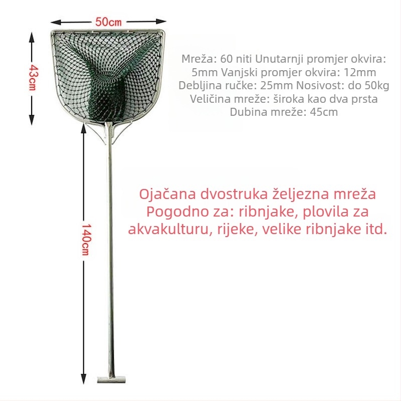 Željezna drška i mreža za ribolov s plosnatim glavom za akvakulturu – Marka: Fishing Tackle – Oprema za akvarij