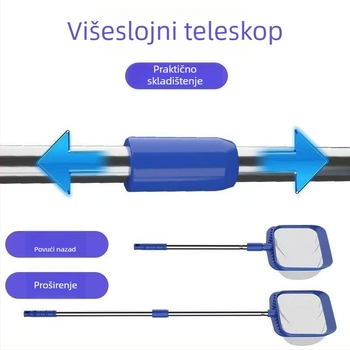 Nehrđajući čelična dječja mreža za kvadratni ribnjak s teleskopskom ručkom, kod 00201, težina 300 g, oprema za akvarij