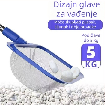 Nehrđajući čelična dječja mreža za kvadratni ribnjak s teleskopskom ručkom, kod 00201, težina 300 g, oprema za akvarij