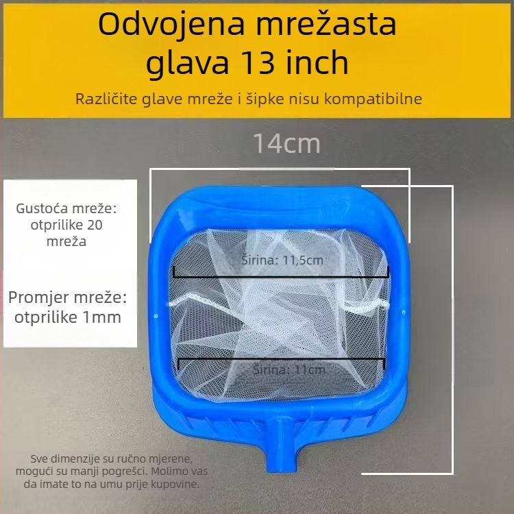 Nehrđajući čelična dječja mreža za kvadratni ribnjak s teleskopskom ručkom, kod 00201, težina 300 g, oprema za akvarij