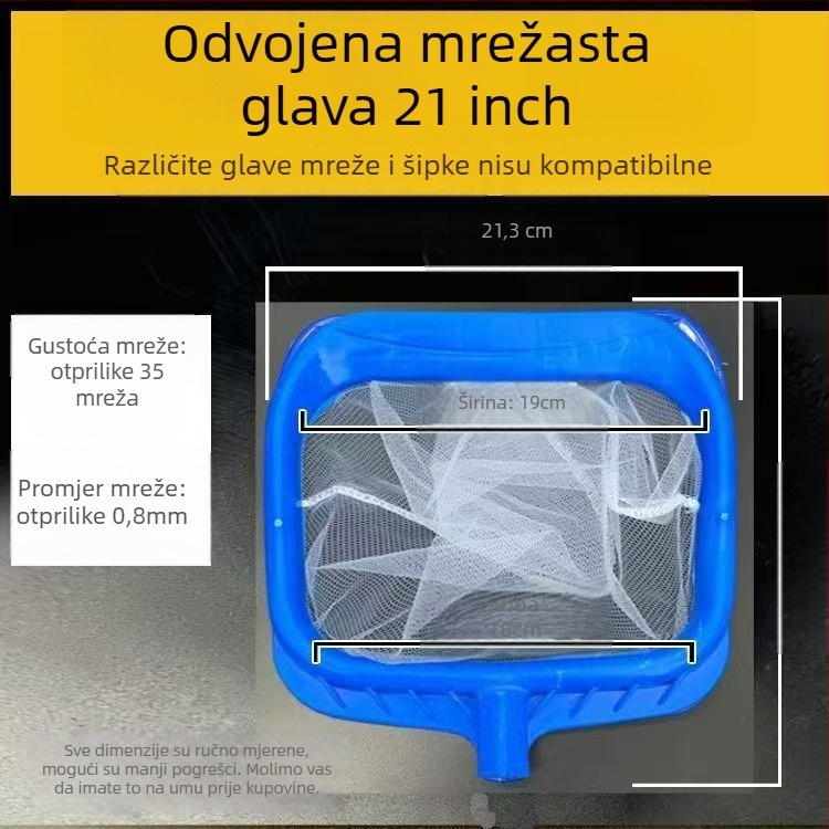 Nehrđajući čelična dječja mreža za kvadratni ribnjak s teleskopskom ručkom, kod 00201, težina 300 g, oprema za akvarij