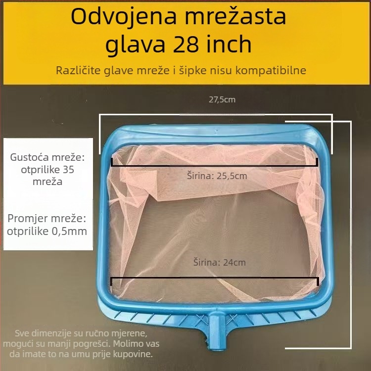 Nehrđajući čelična dječja mreža za kvadratni ribnjak s teleskopskom ručkom, kod 00201, težina 300 g, oprema za akvarij