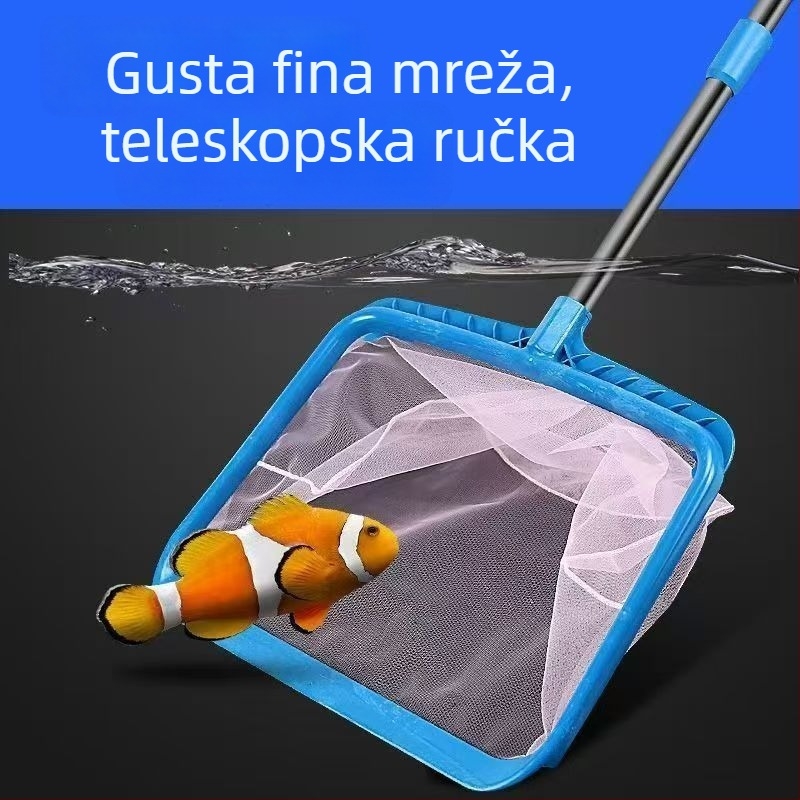 Nehrđajući čelična dječja mreža za kvadratni ribnjak s teleskopskom ručkom, kod 00201, težina 300 g, oprema za akvarij