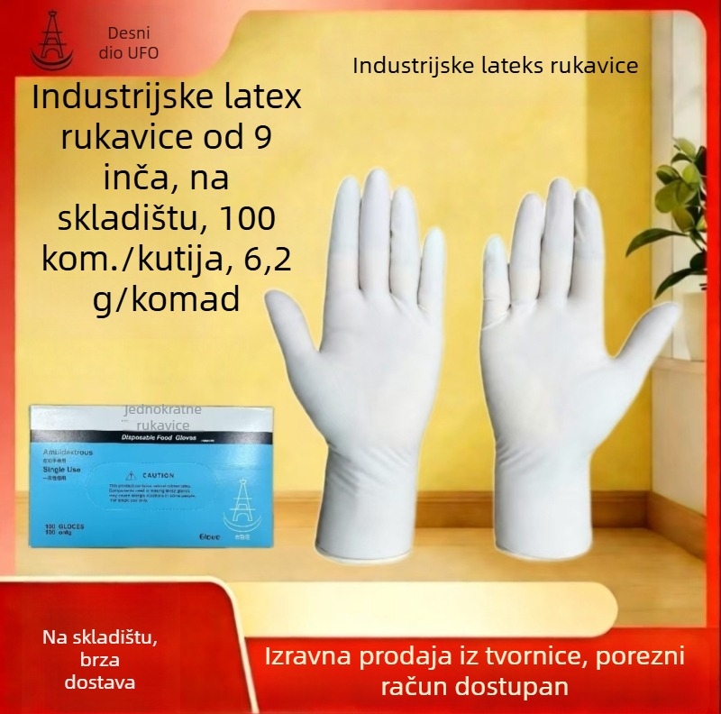 Jednokratne rukavice od lateksa za kućanstvo i industrijsko čišćenje, rukovanje hranom, elektroniku — Težina 5.8