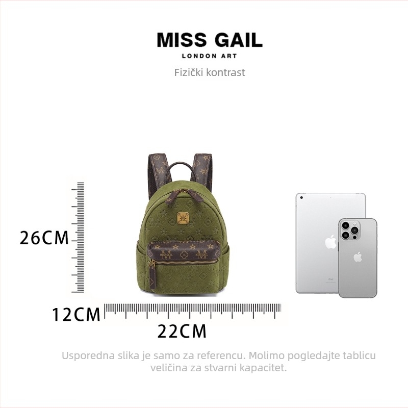 Miss Gail PU ruksak s velikim kapacitetom i retro reljefnom teksturom, zatvaranje na zatvarač, unutarnji džepovi: džep s patentnim zatvaračem, džep za mobitel i džep za dokumente — Zima 2025